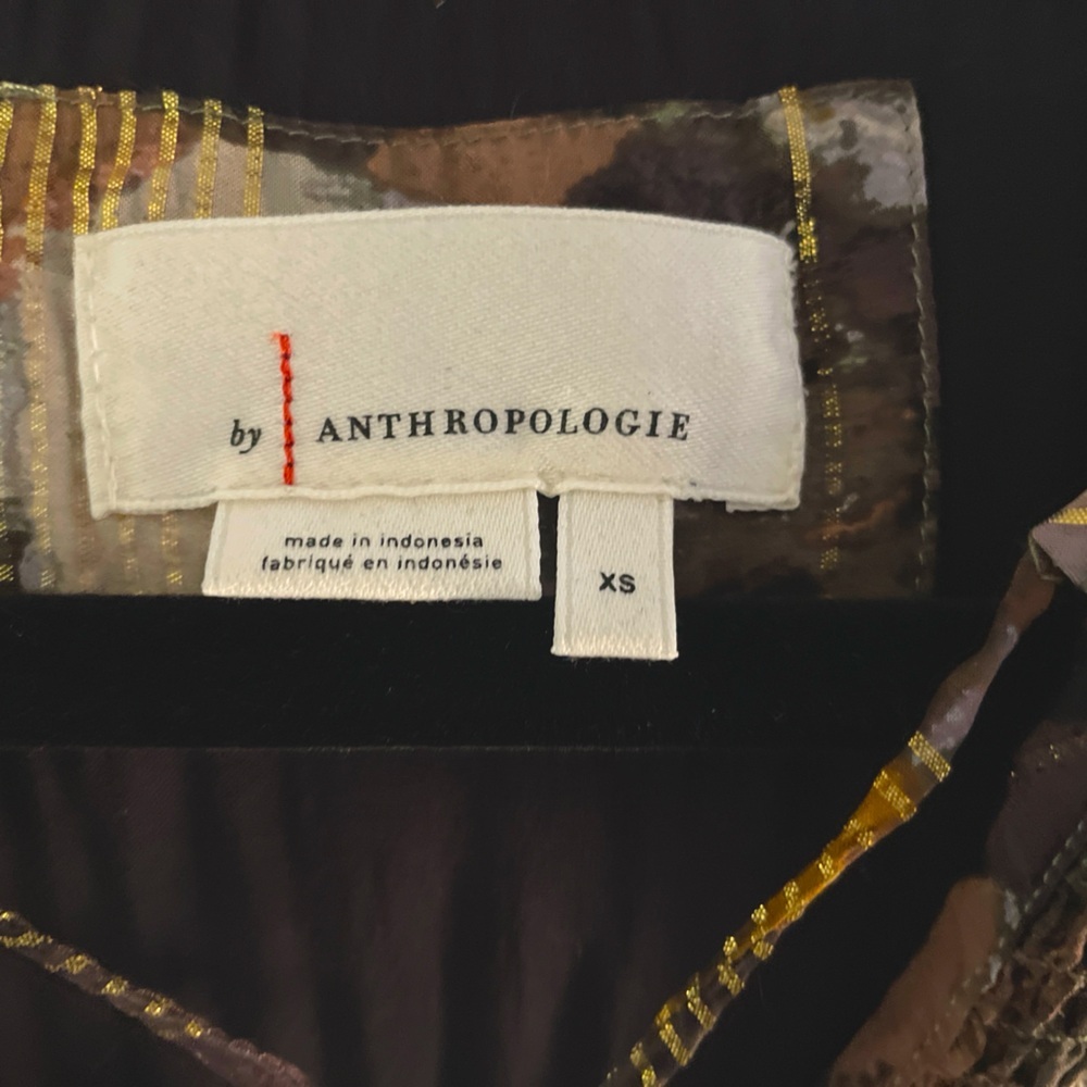 ANTHROPOLOGIE Blair GOLD Shimmer Maxi CAFTAN Dress XS $228 - Picture 9 of 9